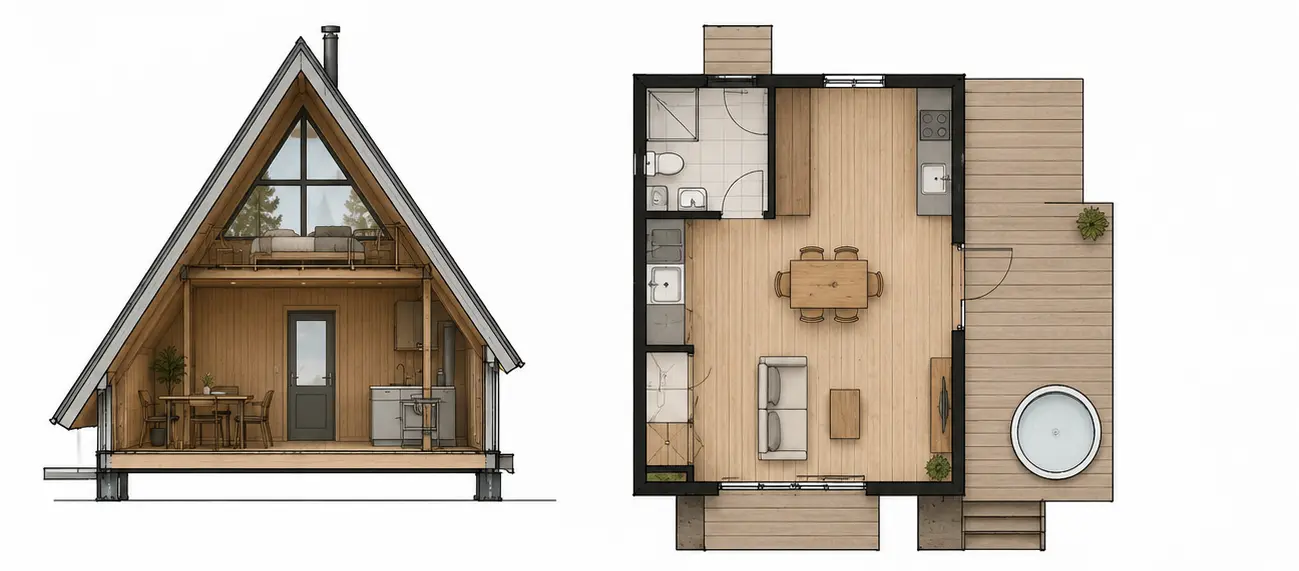Mountain A-Frame Cabin Floor Plan